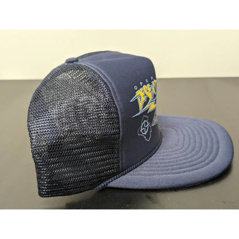 Operation Desert Storm Trucker Hat Cap Snapback Blue Yellow Military Adjustable